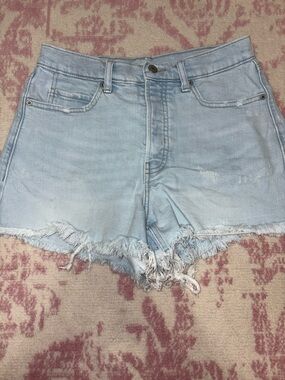 Old Navy Light Blue High Rise Sky-Hi A-line Distressed Denim Shorts Women’s 8